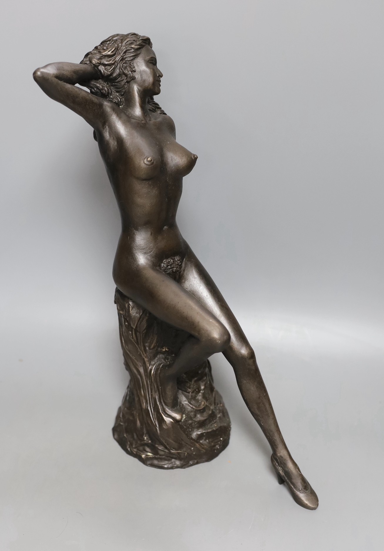 Ronald Cameron (b.1930), cold cast resin bronze, seated female nude, applied badge and numbered 105/450